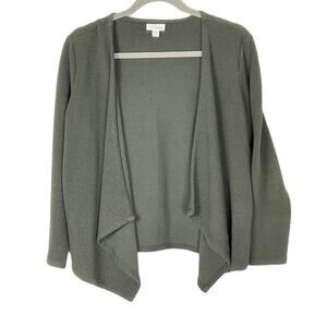 Pure Jill J. Jill Deep‎ Gray Textured Open Front Draped Cardigan Small Petite